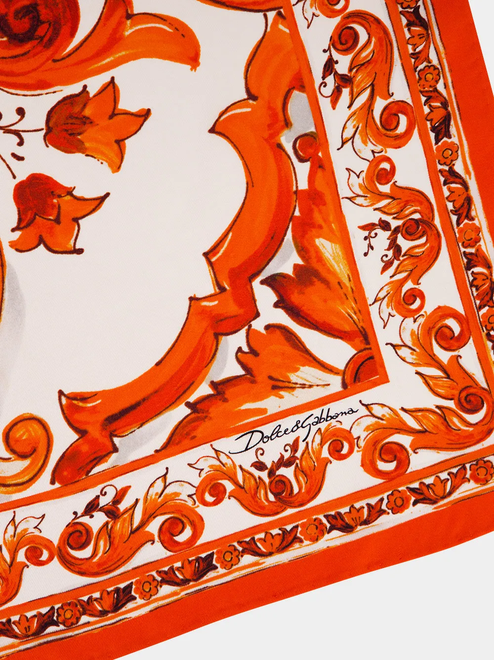 Orange Majolica-Print Silk Twill Scarf sold by Fashion Clinic product image thumbnail 2