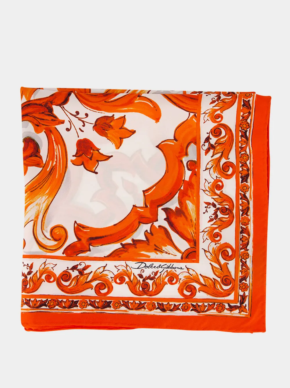 Orange Majolica-Print Silk Twill Scarf sold by Fashion Clinic product image thumbnail 3