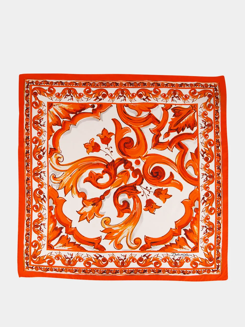 Orange Majolica-Print Silk Twill Scarf sold by Fashion Clinic
