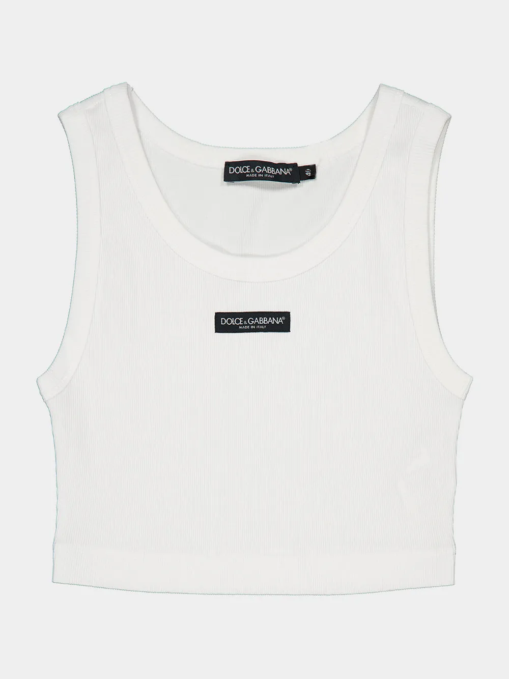White Cotton Cropped Logo Tank Top sold by Fashion Clinic product image thumbnail 3