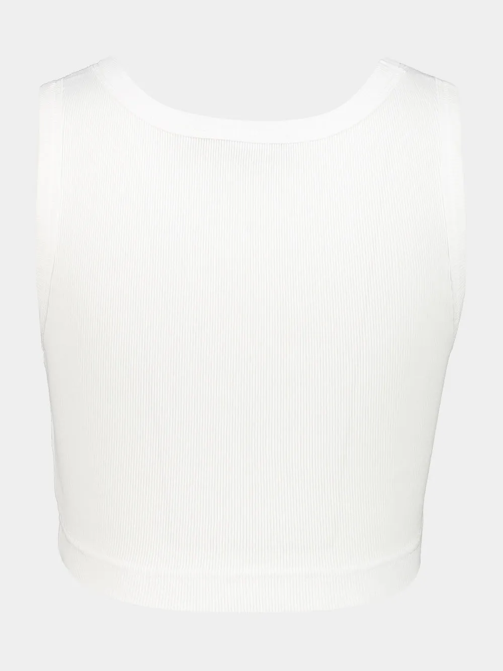 White Cotton Cropped Logo Tank Top sold by Fashion Clinic product image thumbnail 2