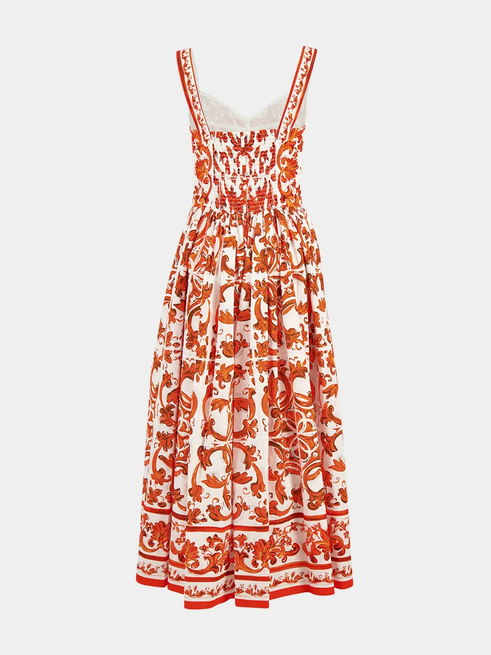 Orange Majolica-Print Long Poplin Dress sold by Fashion Clinic product image thumbnail 4