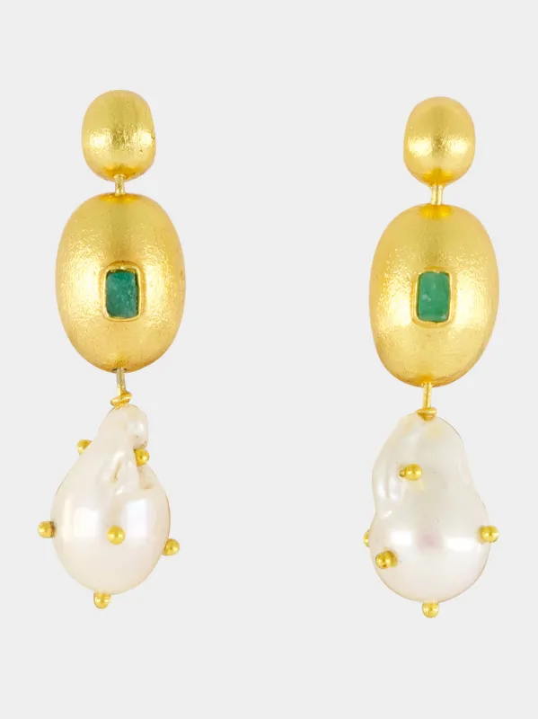 Gold Tokyo Pearl Drop Earrings made by Fashion Clinic