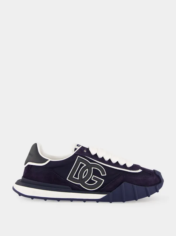Navy Blue DG Athletic Suede Sneakers made by Dolce & Gabanna
