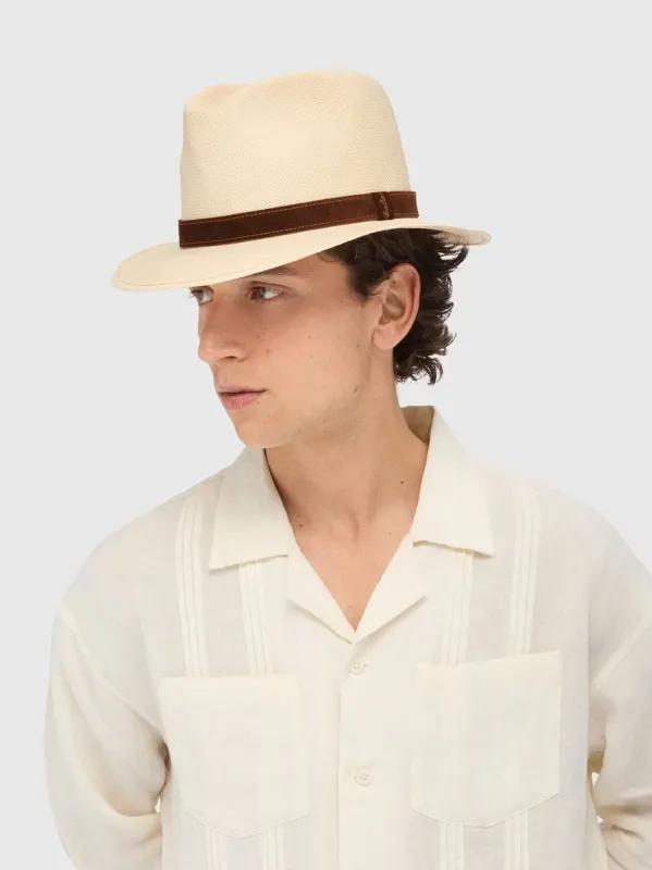 Natural and Brown Country Panama Quito Hat made by Fashion Clinic