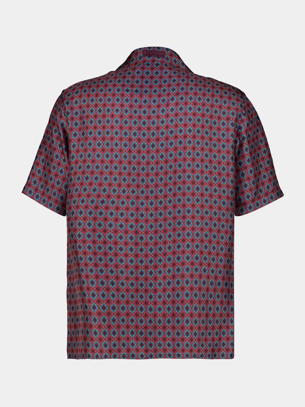 Red Tie Print Silk Short-Sleeve Shirt sold by Fashion Clinic product image thumbnail 2