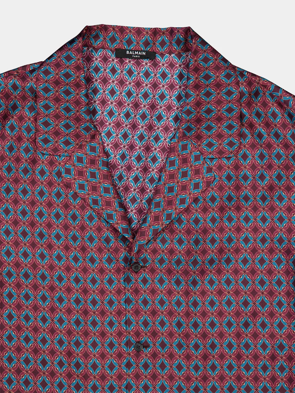 Red Tie Print Silk Short-Sleeve Shirt sold by Fashion Clinic product image thumbnail 3