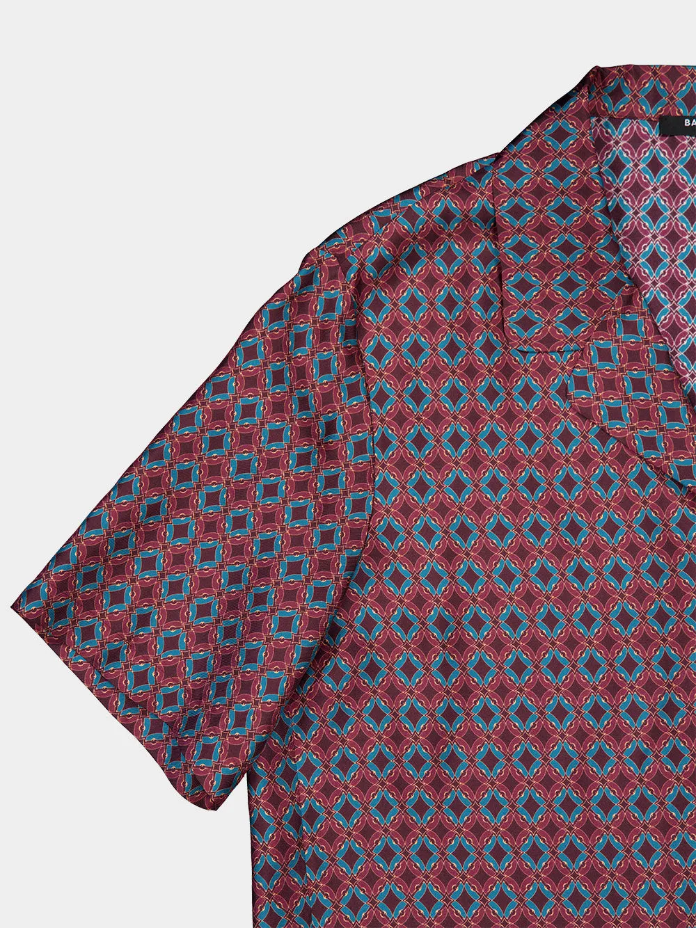 Red Tie Print Silk Short-Sleeve Shirt sold by Fashion Clinic product image thumbnail 4