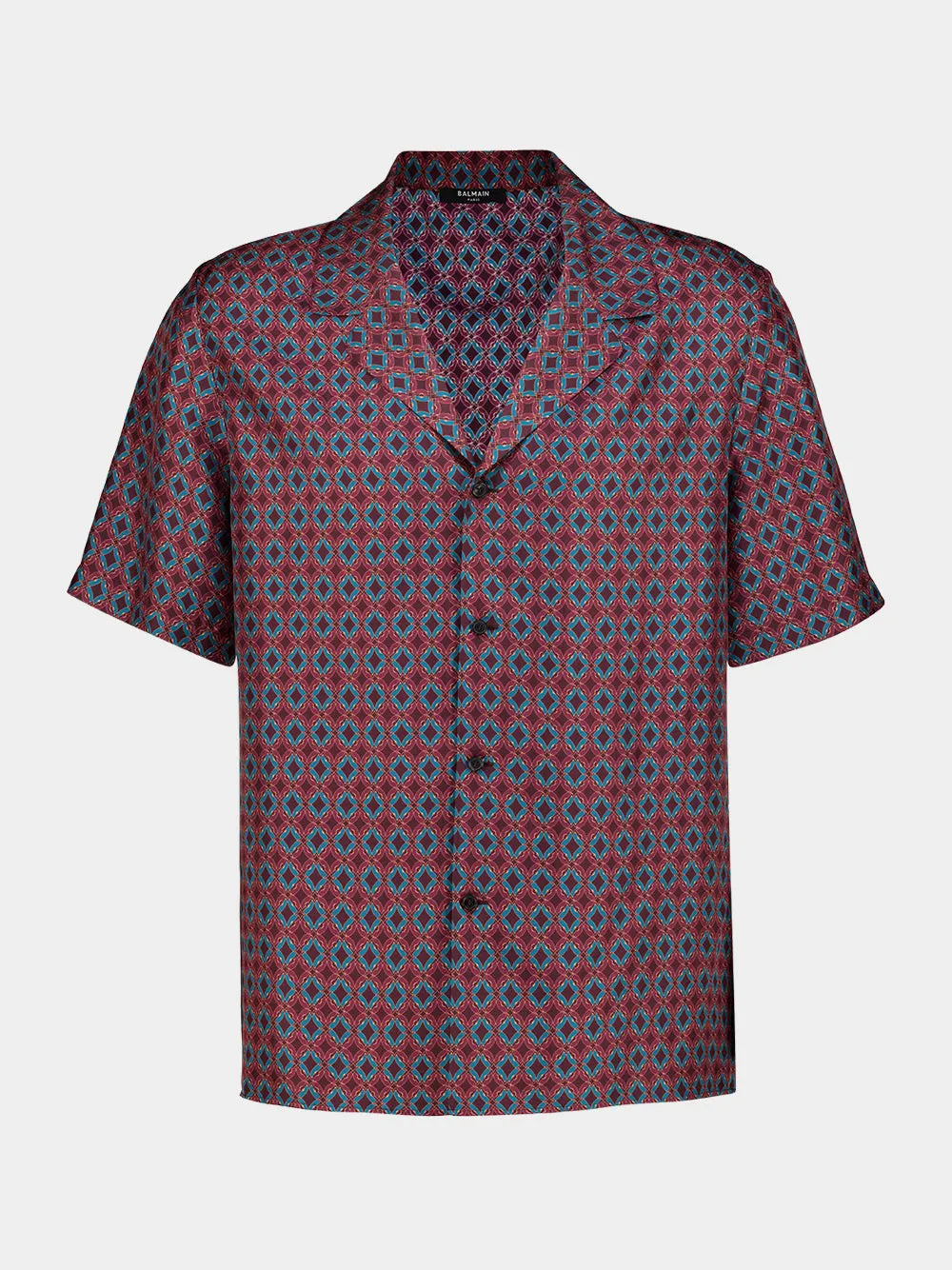 Red Tie Print Silk Short-Sleeve Shirt sold by Fashion Clinic