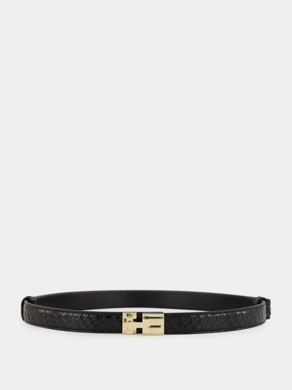 Black Braided Leather T Latch Belt made by Tom Ford