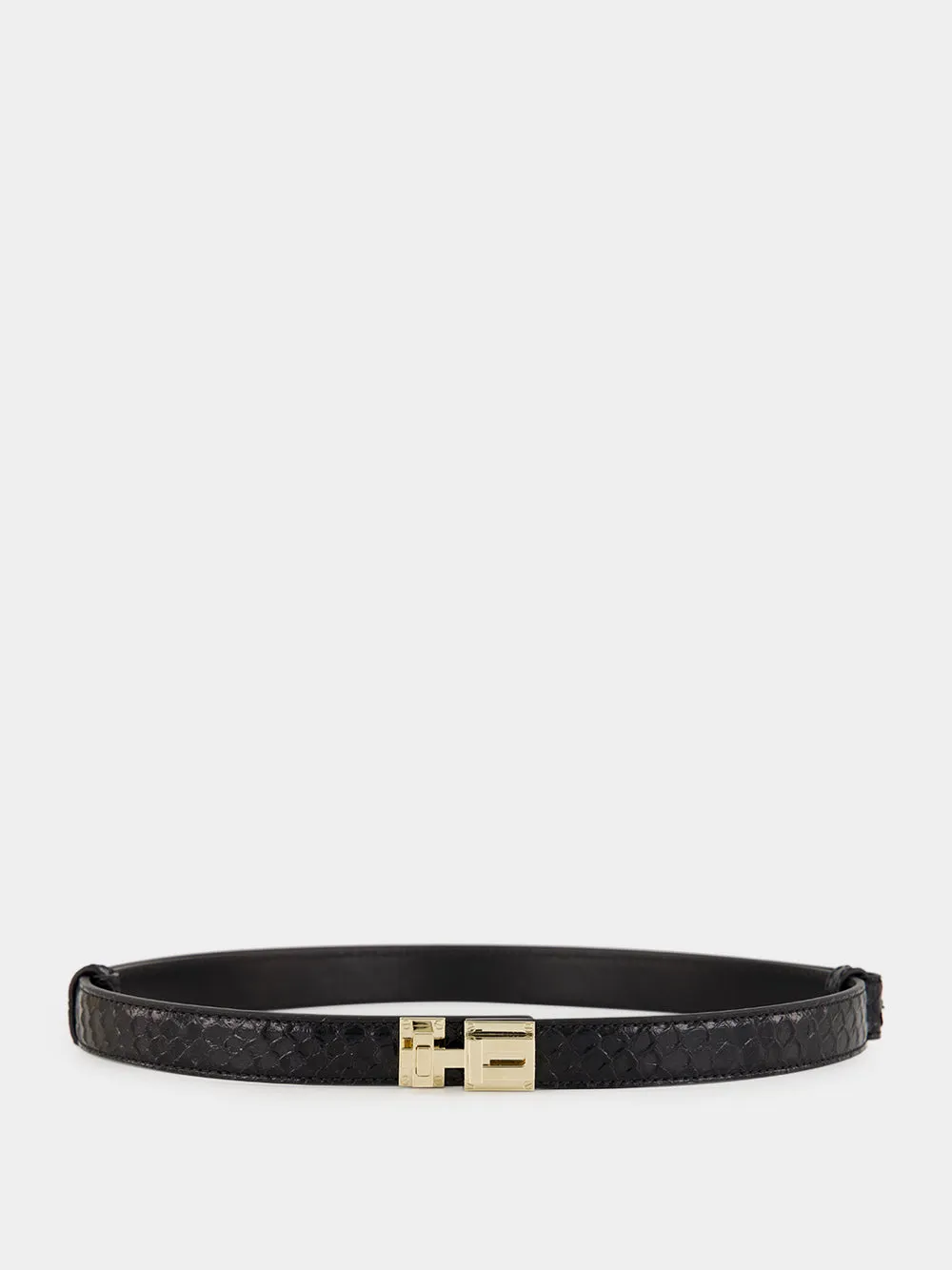 Black Braided Leather T Latch Belt sold by Fashion Clinic