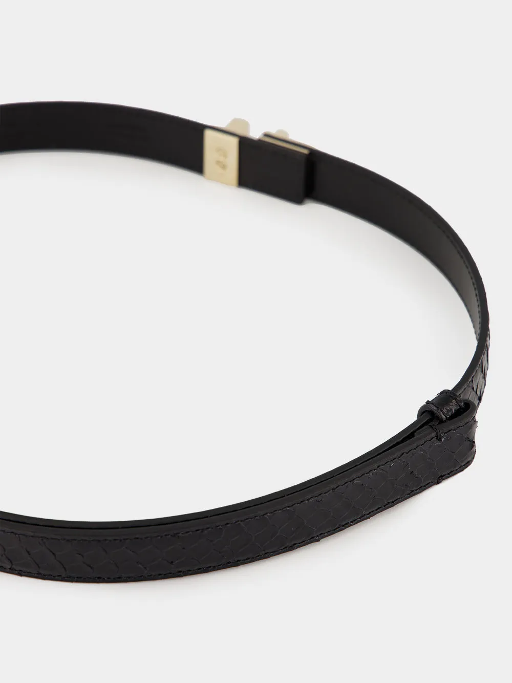 Black Braided Leather T Latch Belt sold by Fashion Clinic product image thumbnail 2