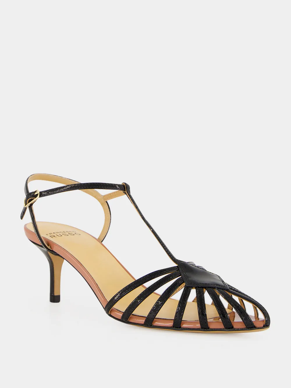 Black Patent Leather Cage Sandals sold by Fashion Clinic product image thumbnail 2