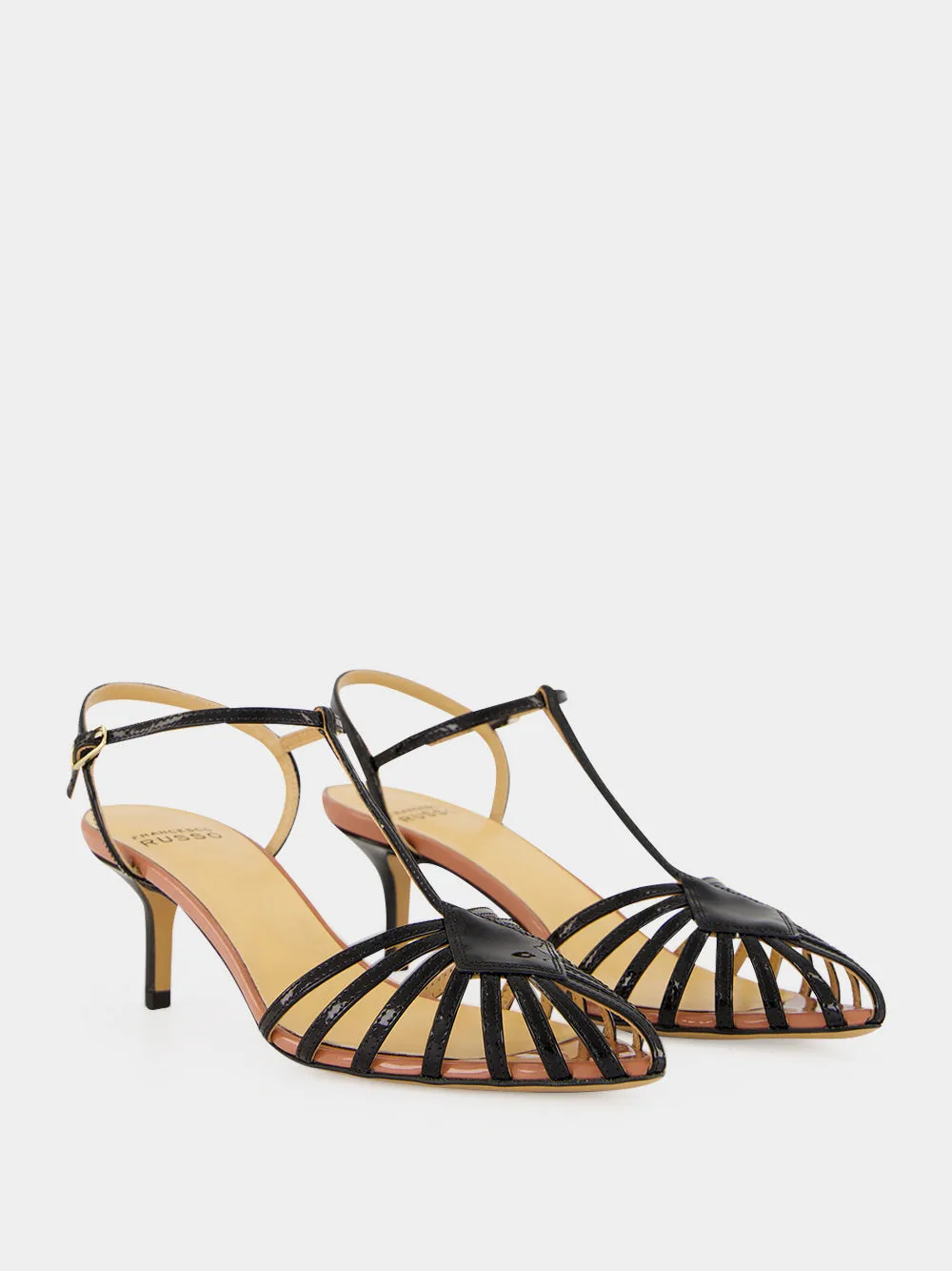 Black Patent Leather Cage Sandals sold by Fashion Clinic product image thumbnail 3