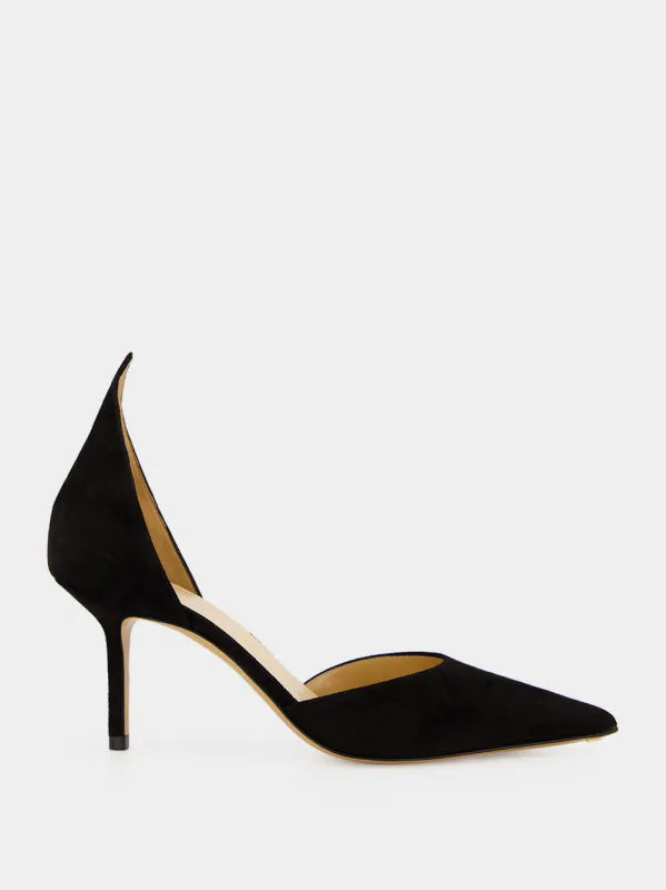 Black Suede High Back Pumps made by Francesco Russo