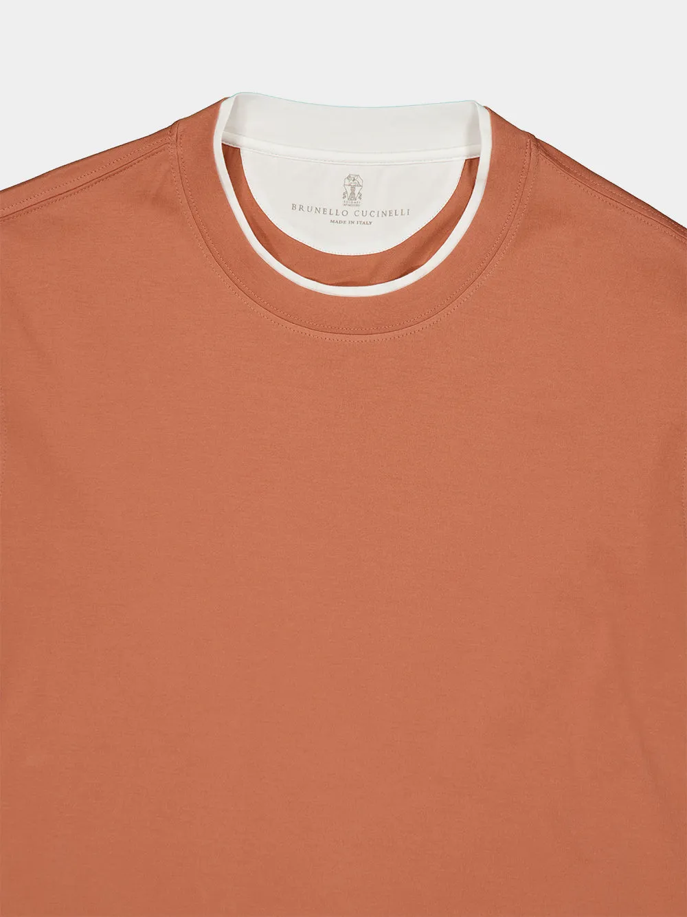 Apricot Cotton Faux-Layered Crew Neck T-Shirt sold by Fashion Clinic product image thumbnail 5