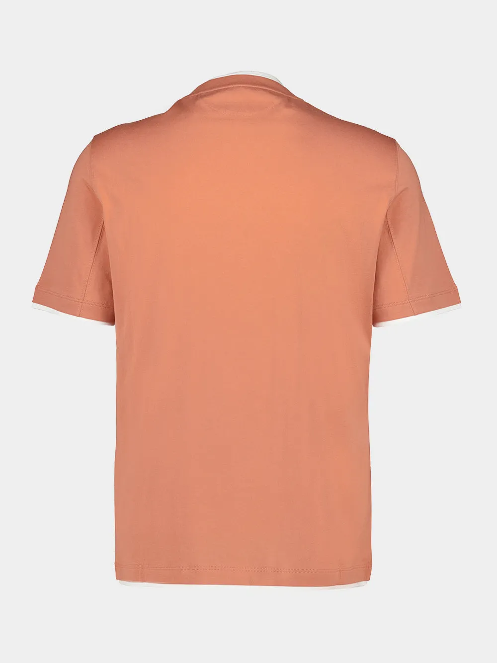 Apricot Cotton Faux-Layered Crew Neck T-Shirt sold by Fashion Clinic product image thumbnail 4