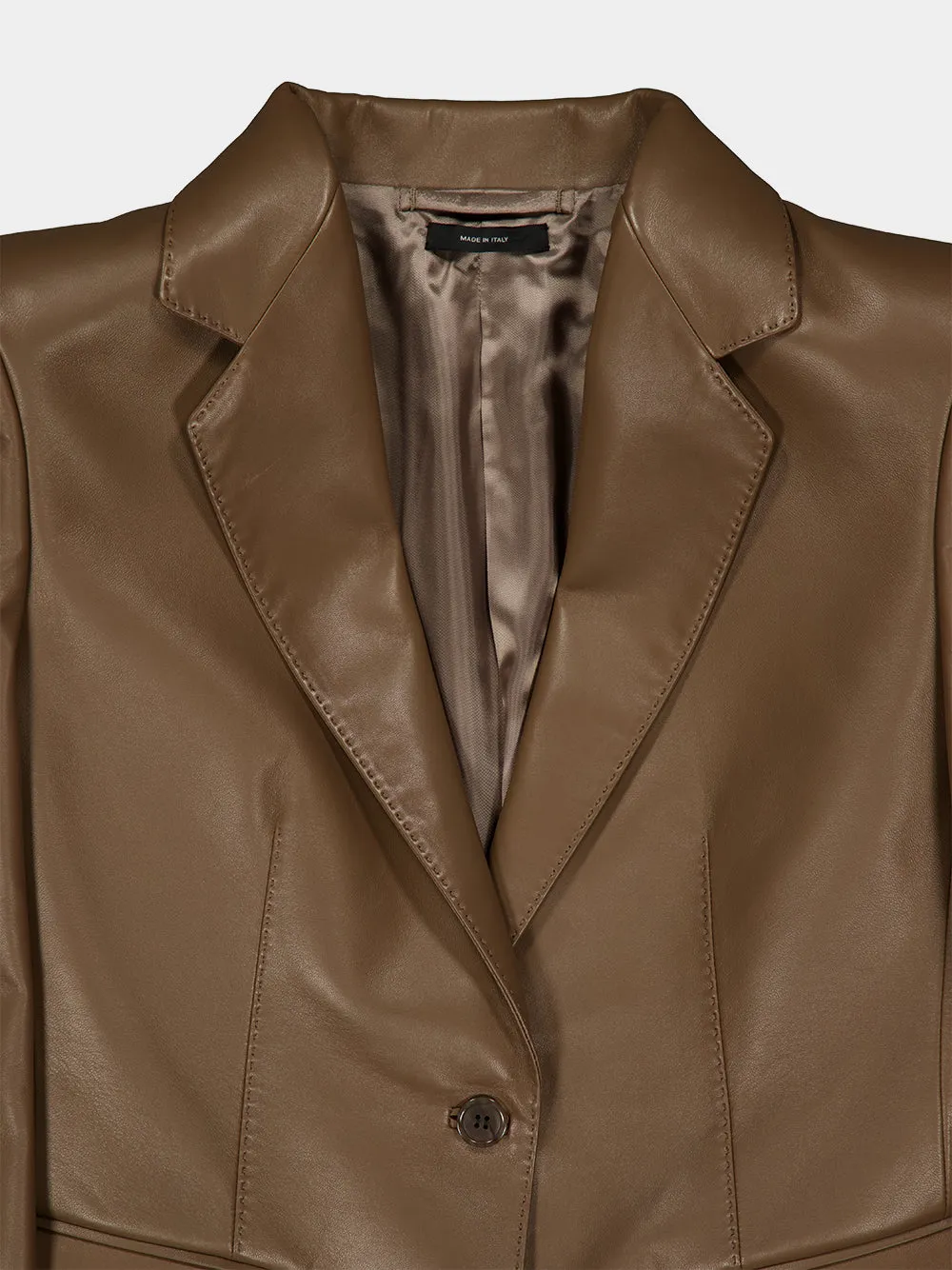 Taupe Lamb Leather Single-Breasted Jacket sold by Fashion Clinic product image thumbnail 5