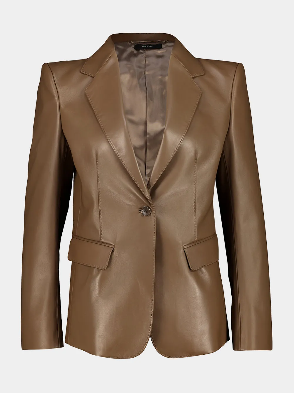 Taupe Lamb Leather Single-Breasted Jacket sold by Fashion Clinic product image thumbnail 2