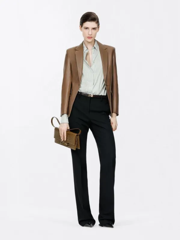 Taupe Lamb Leather Single-Breasted Jacket made by Tom Ford