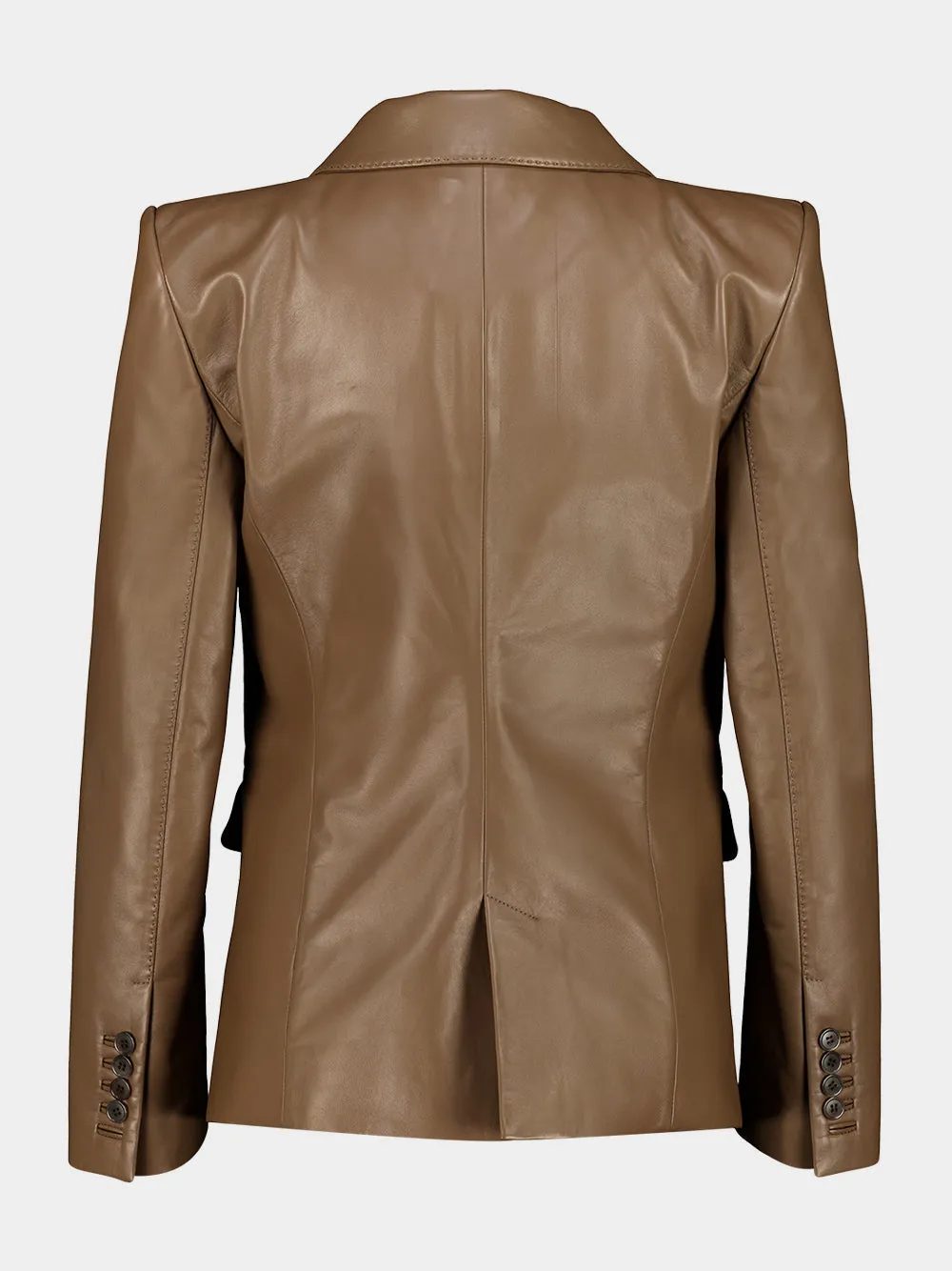 Taupe Lamb Leather Single-Breasted Jacket sold by Fashion Clinic product image thumbnail 4