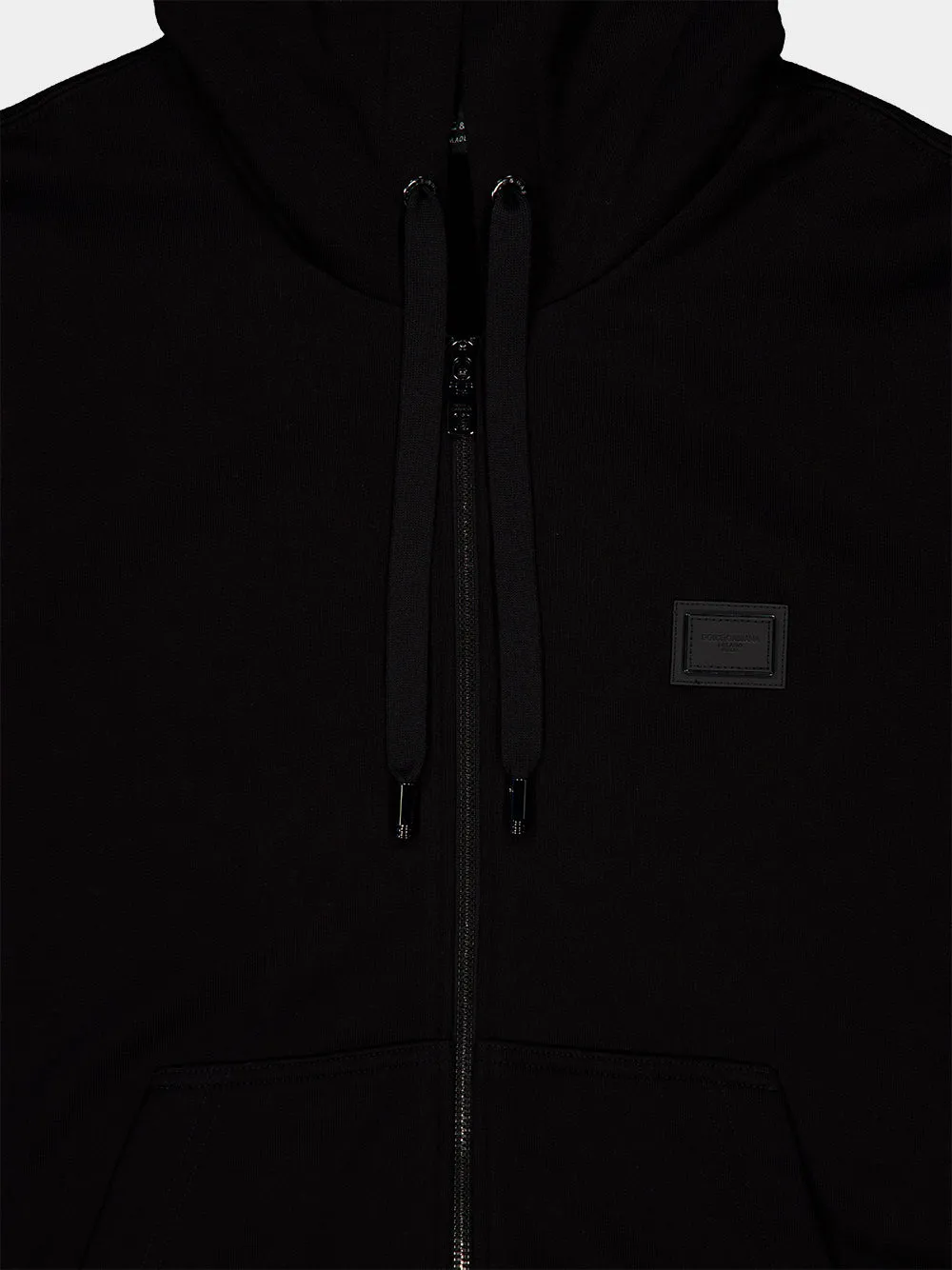 Black Cotton Zip-Up Hooded Sweatshirt sold by Fashion Clinic product image thumbnail 3