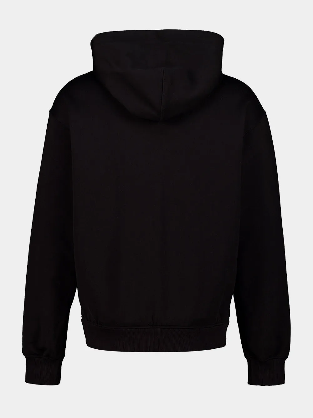 Black Cotton Zip-Up Hooded Sweatshirt sold by Fashion Clinic product image thumbnail 2
