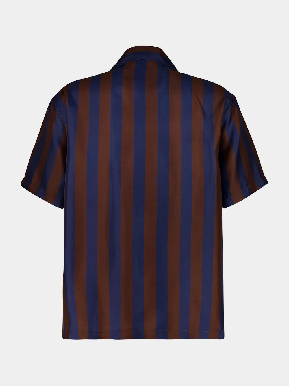 Brown and Navy Blue Pequin Silk Shirt sold by Fashion Clinic product image thumbnail 2