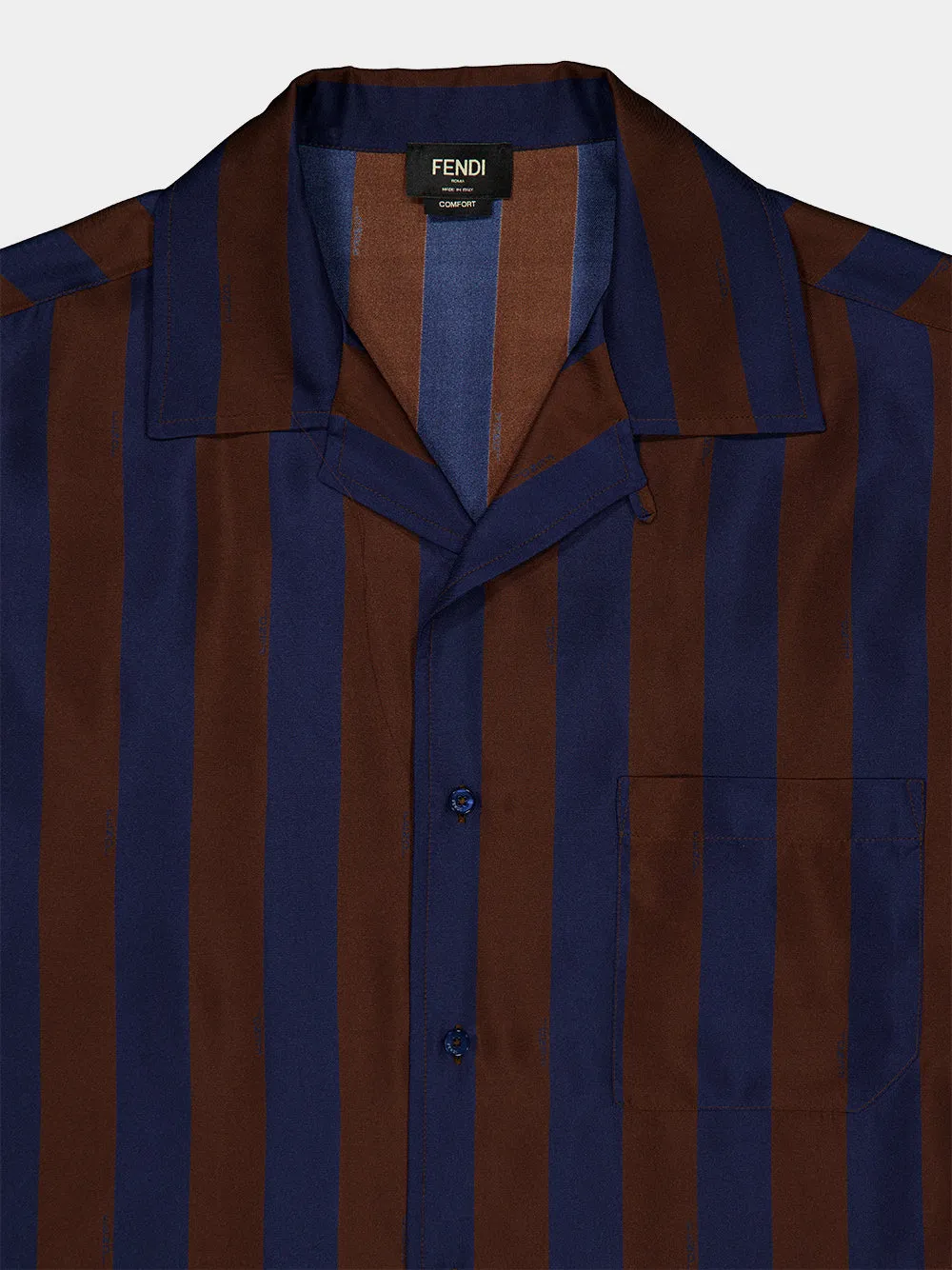 Brown and Navy Blue Pequin Silk Shirt sold by Fashion Clinic product image thumbnail 3