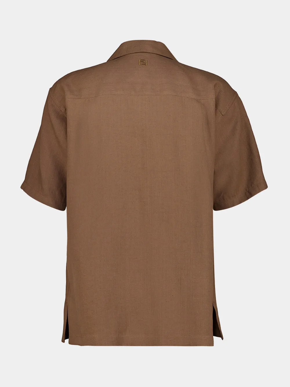 Light Brown Linen Bowling Collar Shirt sold by Fashion Clinic product image thumbnail 2