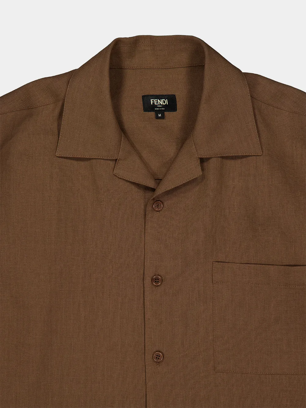 Light Brown Linen Bowling Collar Shirt sold by Fashion Clinic product image thumbnail 3