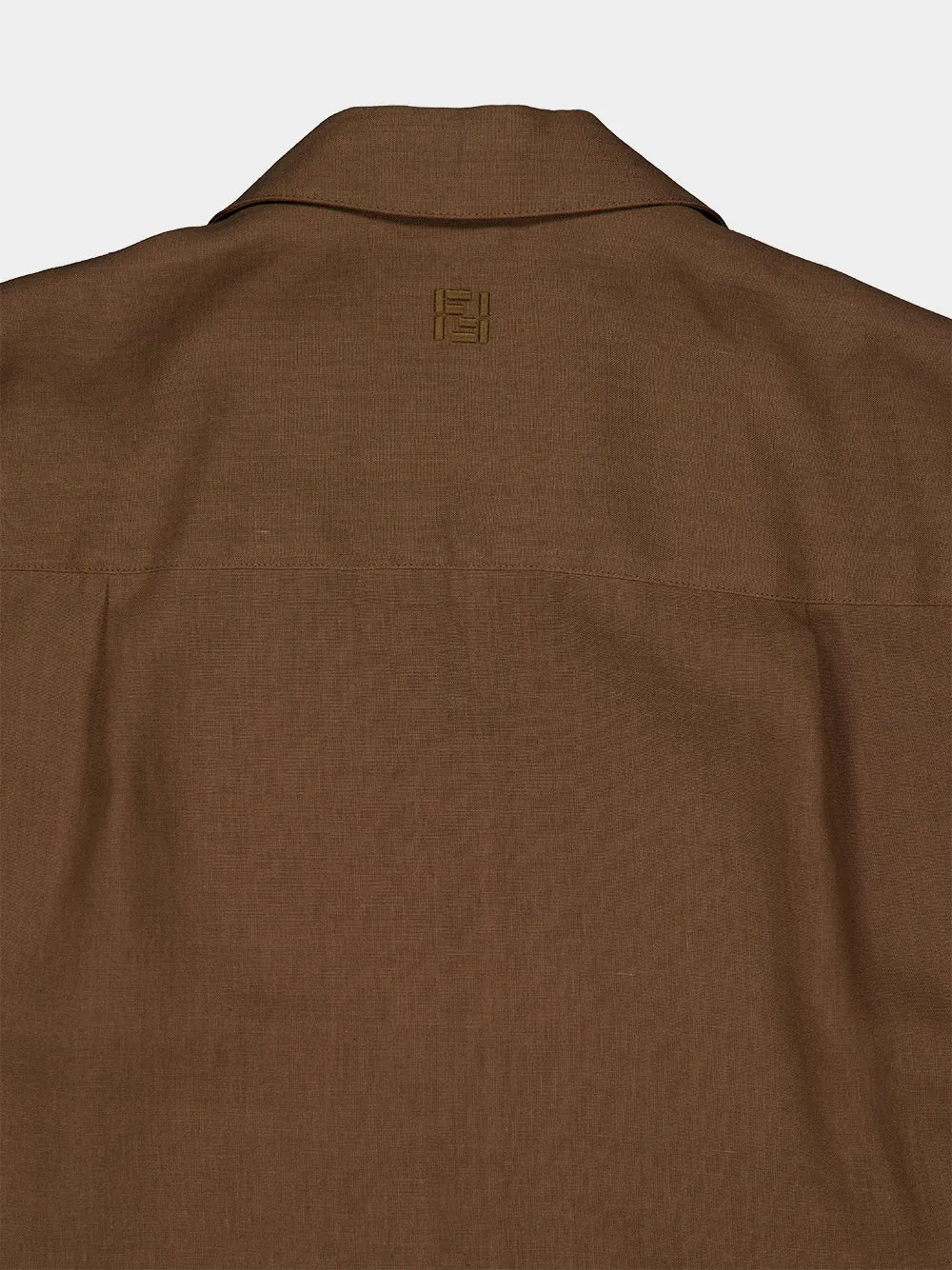 Light Brown Linen Bowling Collar Shirt sold by Fashion Clinic product image thumbnail 4