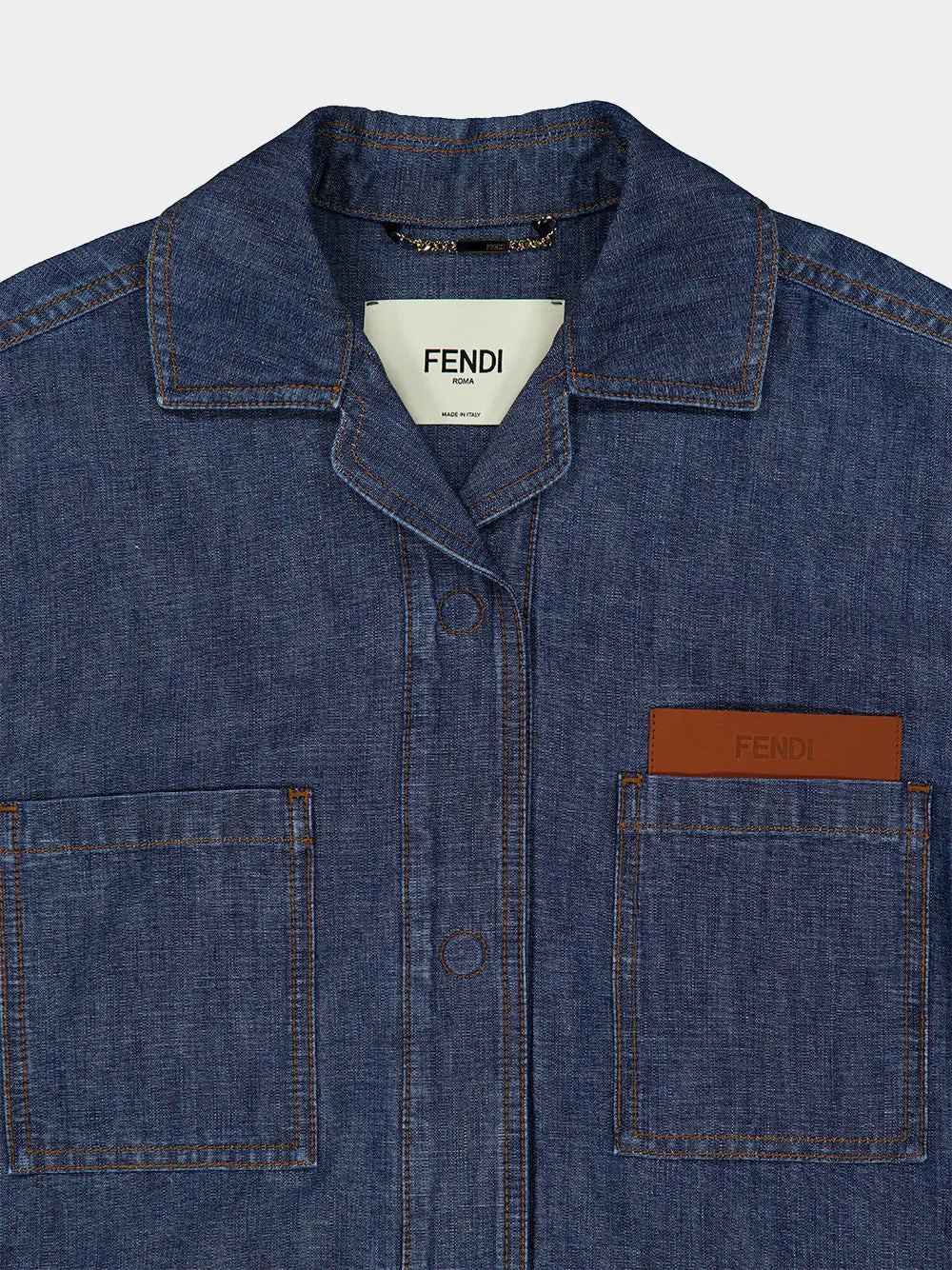 Navy Blue Chambray Short Jacket sold by Fashion Clinic product image thumbnail 3