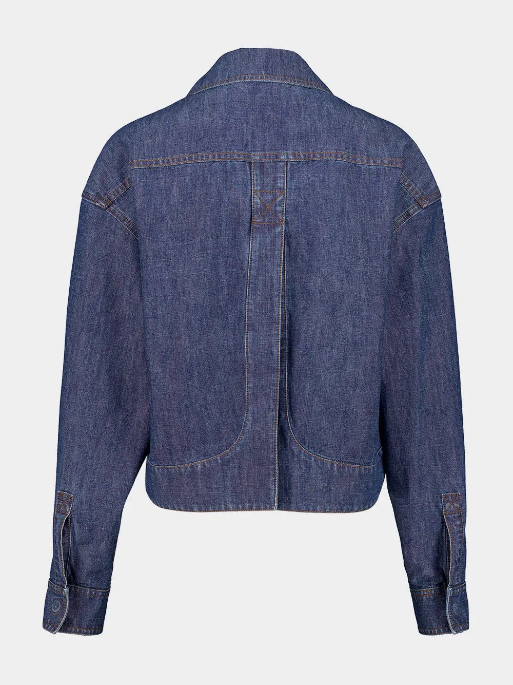 Navy Blue Chambray Short Jacket sold by Fashion Clinic product image thumbnail 2