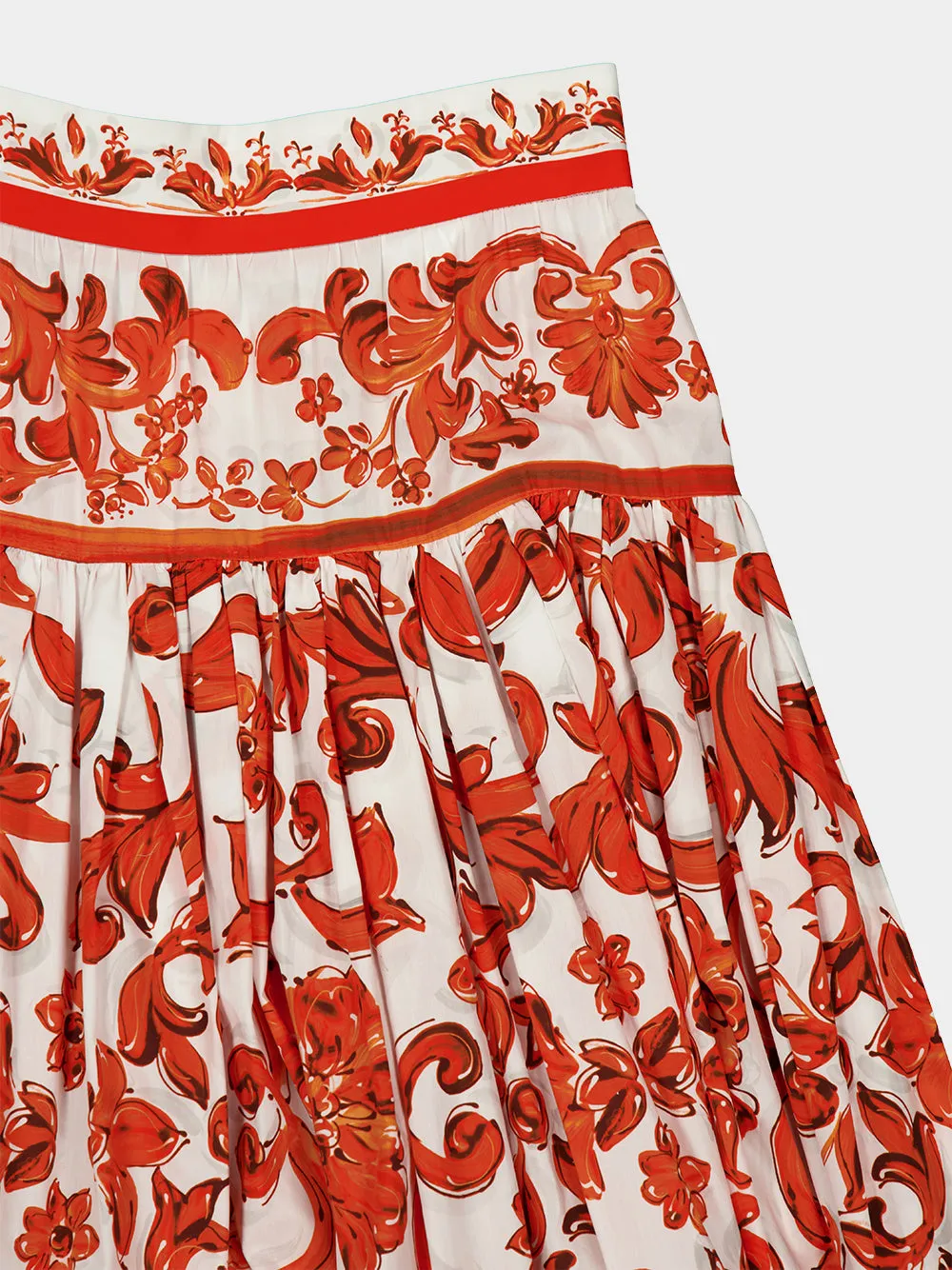 Orange Majolica Print Cotton Maxi Skirt sold by Fashion Clinic product image thumbnail 5