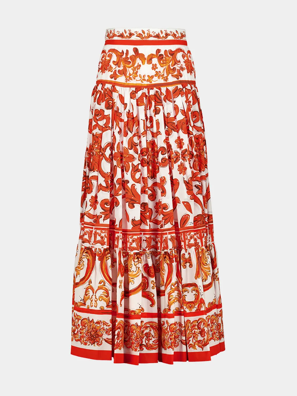 Orange Majolica Print Cotton Maxi Skirt sold by Fashion Clinic product image thumbnail 2