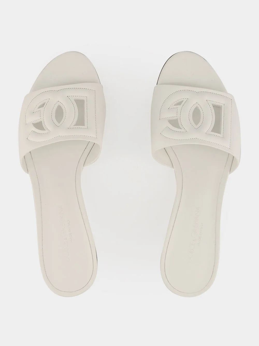 White Calfskin DG Millennials Logo Mules sold by Fashion Clinic product image thumbnail 4