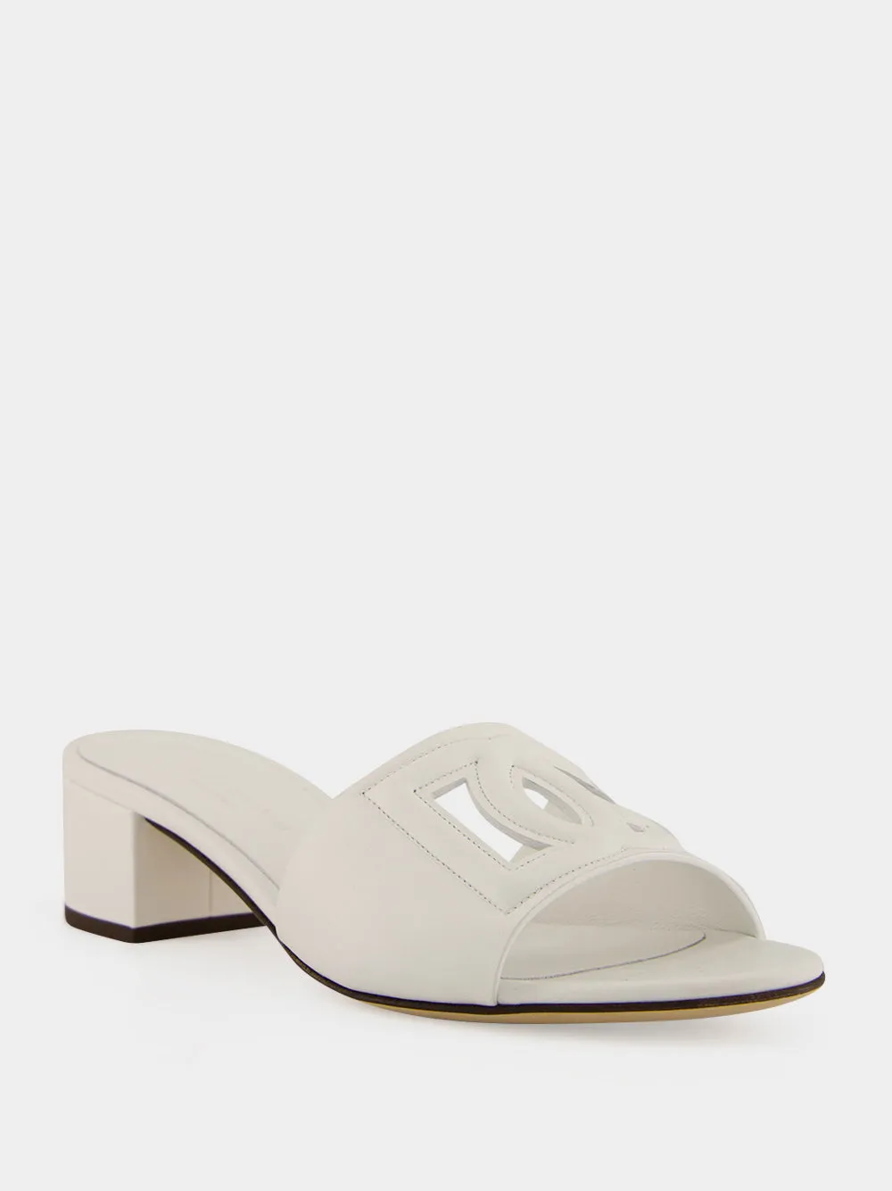 White Calfskin DG Millennials Logo Mules sold by Fashion Clinic product image thumbnail 2