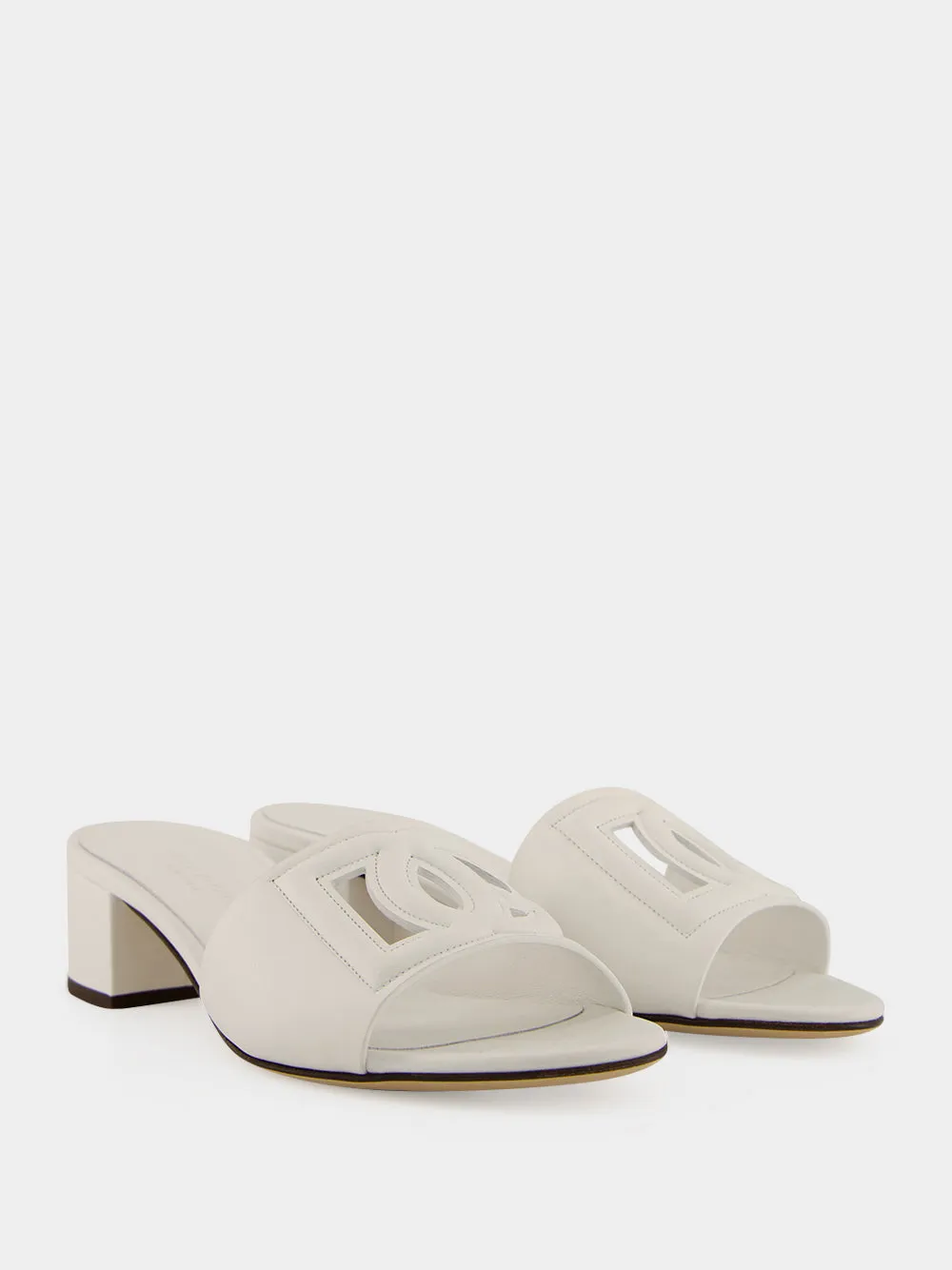 White Calfskin DG Millennials Logo Mules sold by Fashion Clinic product image thumbnail 3