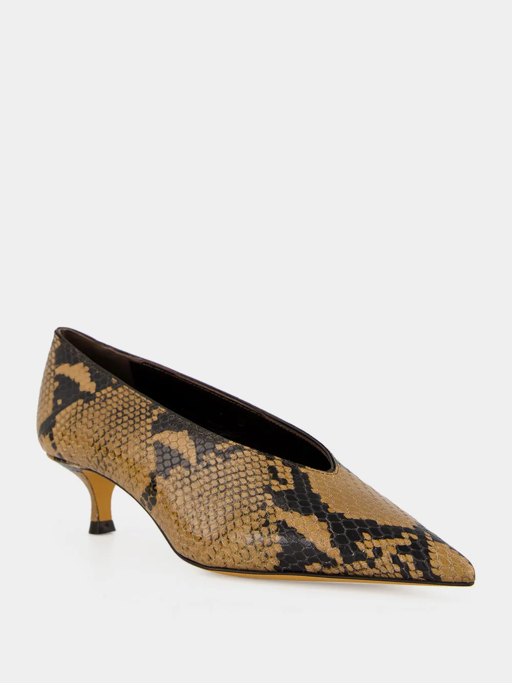 Fango Snake-Effect Babouche Kitten Pumps sold by Fashion Clinic product image thumbnail 2
