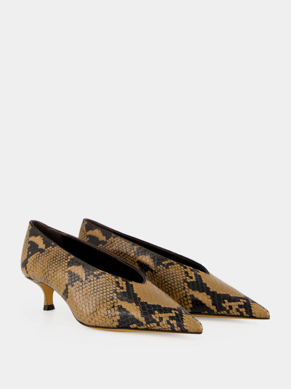 Fango Snake-Effect Babouche Kitten Pumps sold by Fashion Clinic product image thumbnail 3