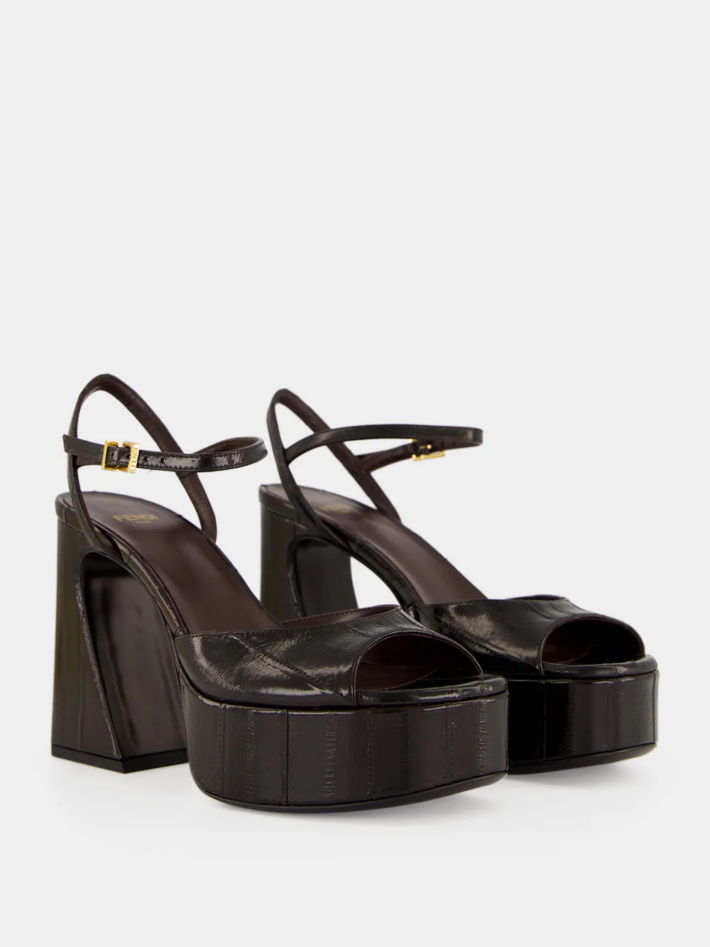 Brown Leather Platform Sandals sold by Fashion Clinic product image thumbnail 3