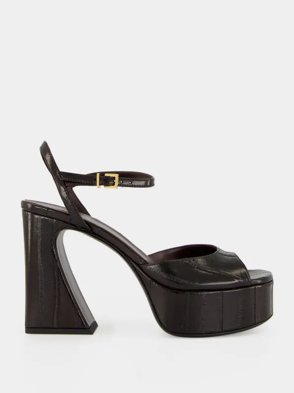 Brown Leather Platform Sandals made by Fendi