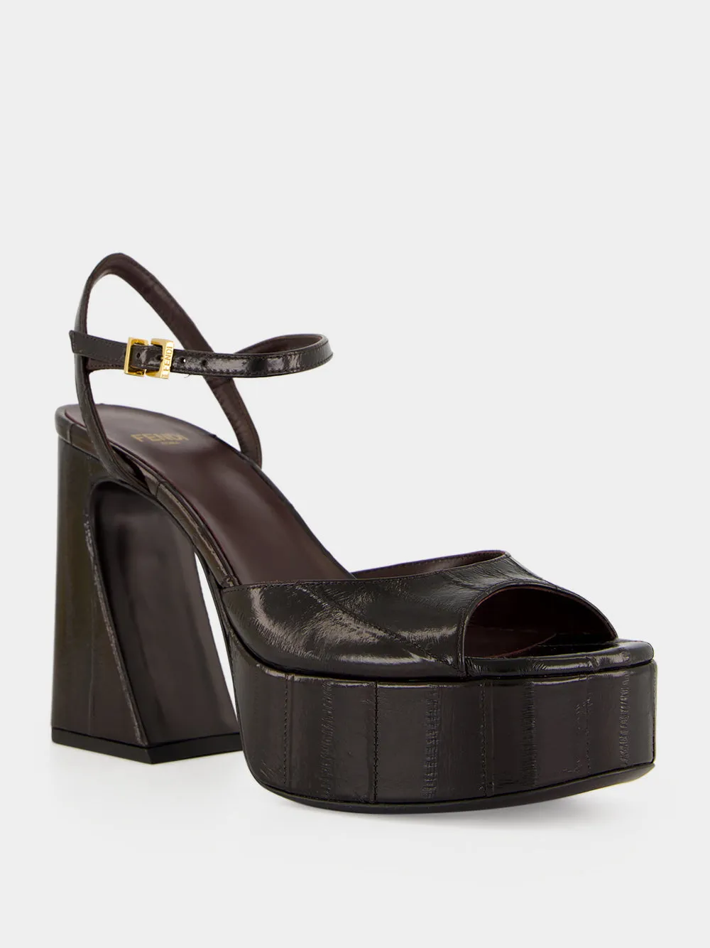 Brown Leather Platform Sandals sold by Fashion Clinic product image thumbnail 2
