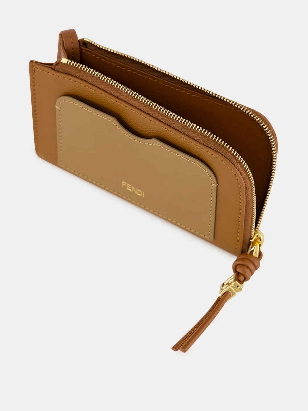 Brown Leather Zip Card Holder sold by Fashion Clinic product image thumbnail 4