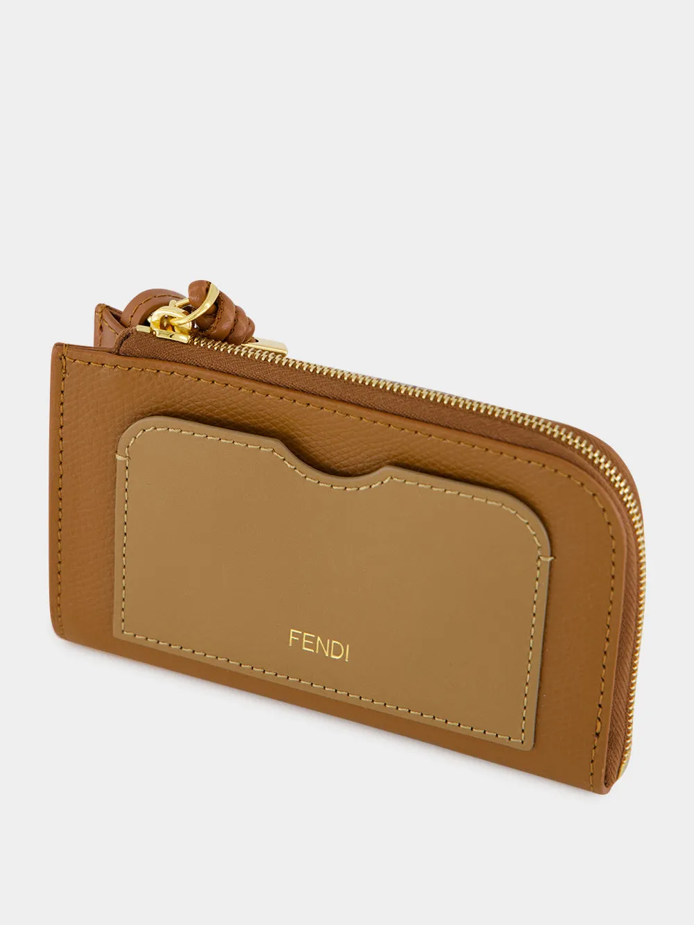 Brown Leather Zip Card Holder sold by Fashion Clinic product image thumbnail 3