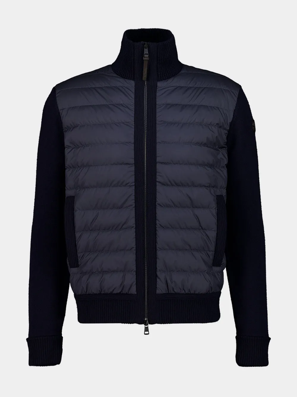 Navy Blue Padded Zip-Up Wool Cardigan sold by Fashion Clinic product image thumbnail 2