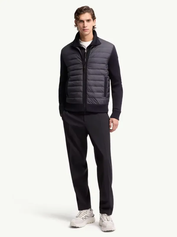 Navy Blue Padded Zip-Up Wool Cardigan made by Moncler