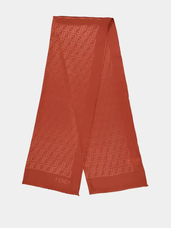 Rust FF Silk Stole made by Fendi