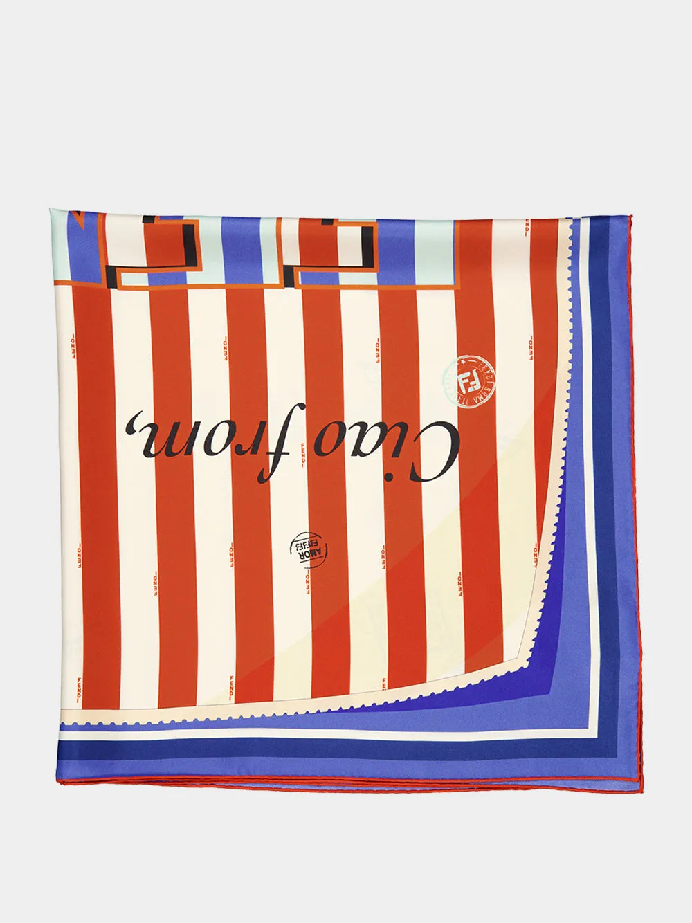 Red and Blue Striped Silk Foulard sold by Fashion Clinic product image thumbnail 2